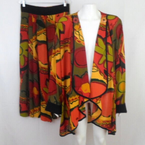 Vintage Componix 2 Piece Pant Set Culottes Open Jacket Art to Wear - Picture 1 of 8